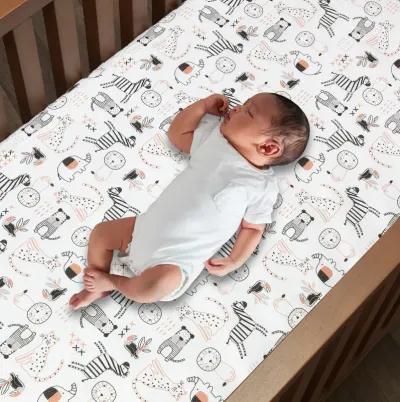 Lambs & Ivy Patchwork Jungle Animals 4-Piece Nursery Baby Crib Bedding Set