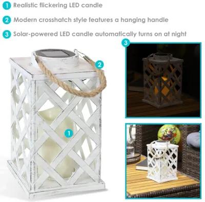 Sunnydaze Modern Crosshatch Outdoor Solar Lantern - 9 in