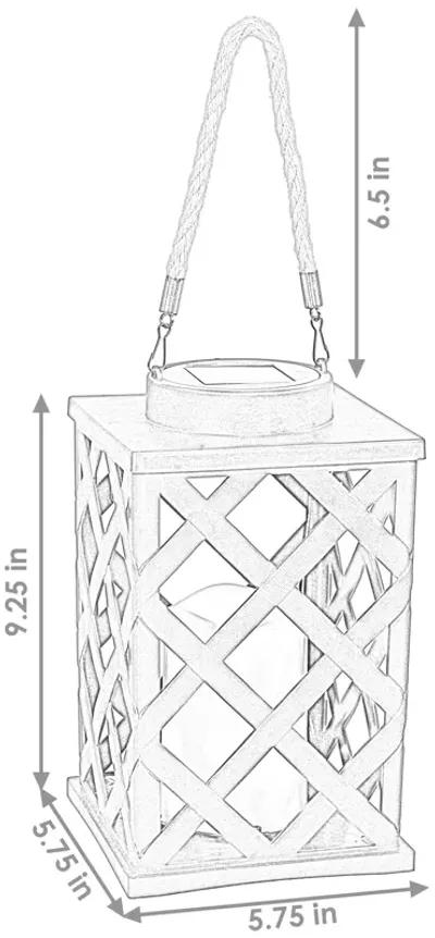 Sunnydaze Modern Crosshatch Outdoor Solar Lantern - 9 in