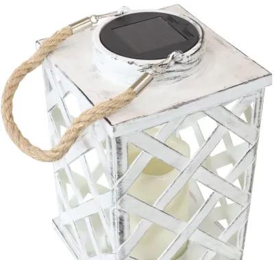 Sunnydaze Modern Crosshatch Outdoor Solar Lantern - 9 in