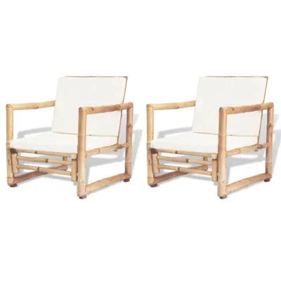 vidaXL Garden Chairs 2 pcs with Cushions and Pillows Bamboo