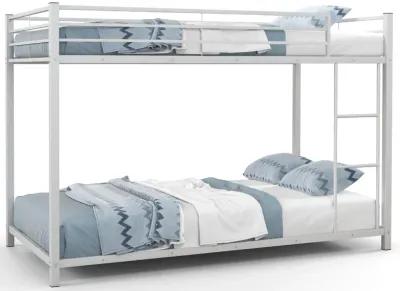 Low Profile Twin Over Twin Metal Bunk Bed with Full-length Guardrails