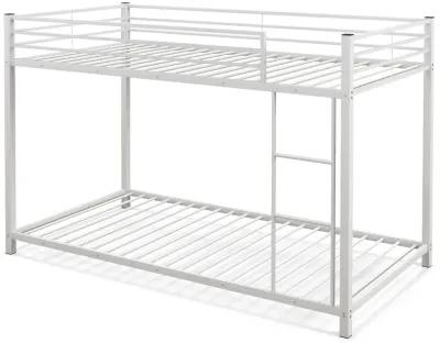 Low Profile Twin Over Twin Metal Bunk Bed with Full-length Guardrails