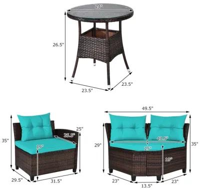 4 Pieces Outdoor Cushioned Rattan Furniture Set