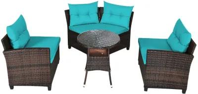 4 Pieces Outdoor Cushioned Rattan Furniture Set