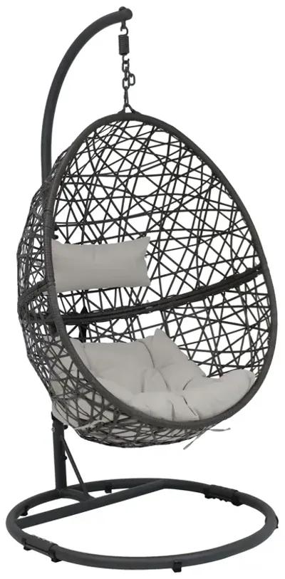 Sunnydaze Resin Wicker Hanging Egg Chair with Steel Stand/Cushions