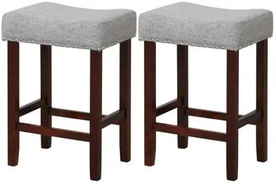 Set of 2 24 Inch Bar Stool with Curved Seat Cushions