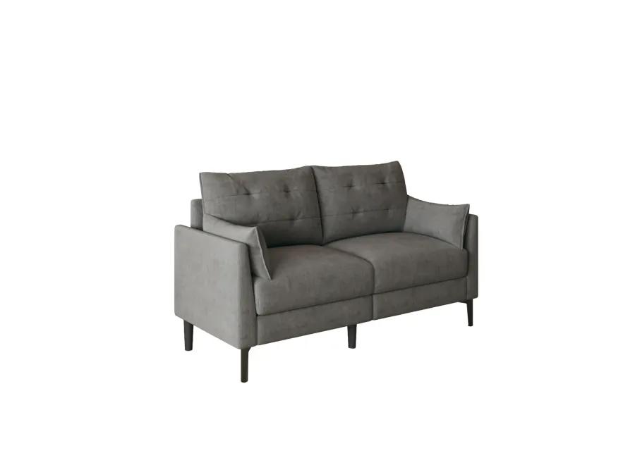 57. 5" Cotton Linen Dark Gray Love Seat Metal Feet Plastic Feet Thick Cushion With Two Armrests