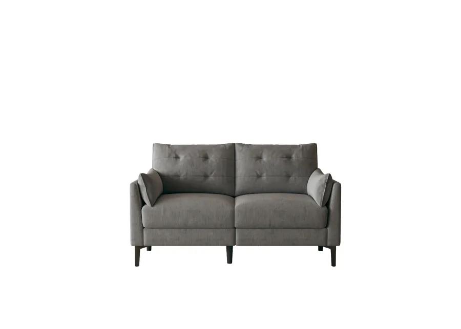 57. 5" Cotton Linen Dark Gray Love Seat Metal Feet Plastic Feet Thick Cushion With Two Armrests