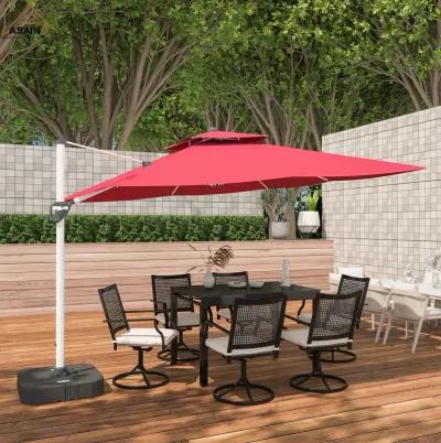 11FT Patio Umbrella Outdoor Square Double Top Umbrella (with Base)