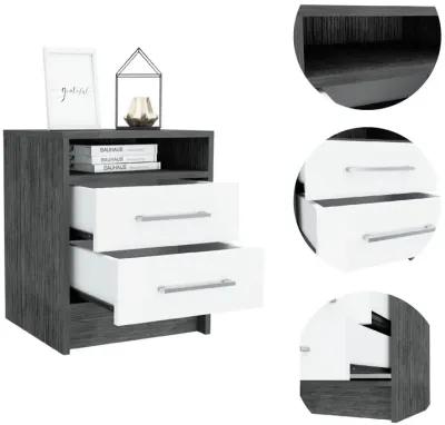 Homezia Sophisticated and Stylish Smokey Oak and White Nightstand