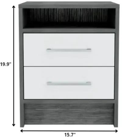 Homezia Sophisticated and Stylish Smokey Oak and White Nightstand