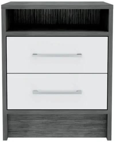 Homezia Sophisticated and Stylish Smokey Oak and White Nightstand