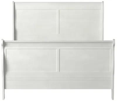 Classy Transitional Style Queen Size Sleigh Bed, White-Benzara