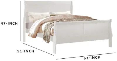 Classy Transitional Style Queen Size Sleigh Bed, White-Benzara