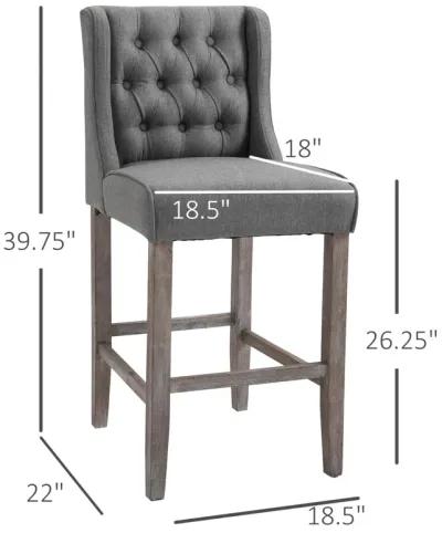 Chic Bar Seating: Grey Tufted Wingback Armless Counter Height Stools