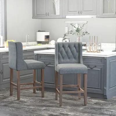 Chic Bar Seating: Grey Tufted Wingback Armless Counter Height Stools