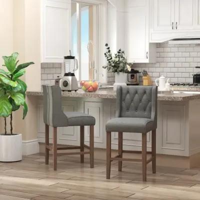 Chic Bar Seating: Grey Tufted Wingback Armless Counter Height Stools