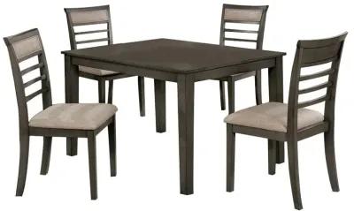 5 Piece Dining Set: Weathered Gray Table, Beige Chairs