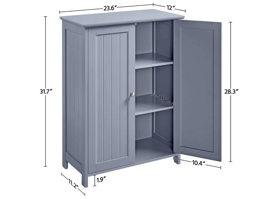 Hivvago Gray Wood 2-Door Freestanding Bathroom Floor Cabinet Kitchen Storage Cupboard