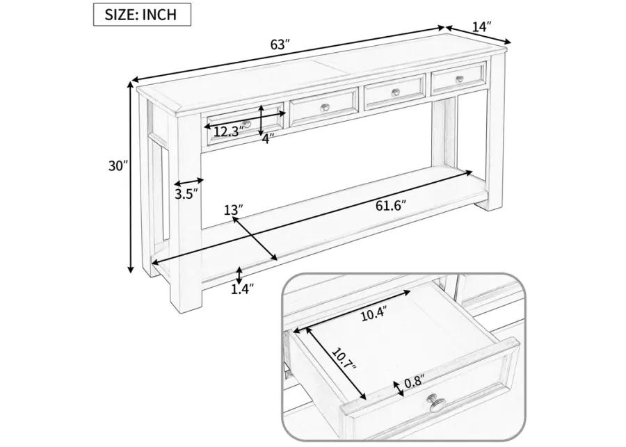 Merax Console Table/Sofa Table with Storage Drawers and Bottom Shelf for Entryway Hallway