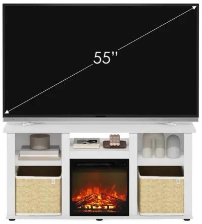 Fireplace TV Entertainment Center with Open Storage Compartment for TV up to 55"