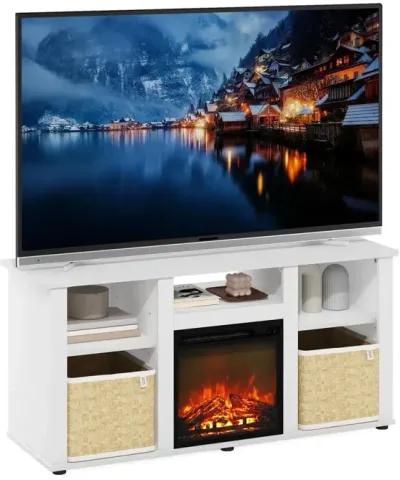 Fireplace TV Entertainment Center with Open Storage Compartment for TV up to 55"