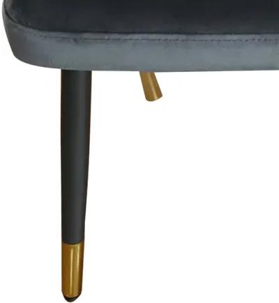 Zini 25 Inch Cushioned Dining Chair, Set of 2, Gray, Black, Gold Metal - Benzara