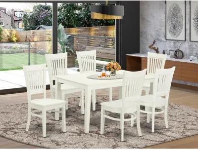 East West Furniture Dining Table- Dining Chairs, CAVA7-LWH-W