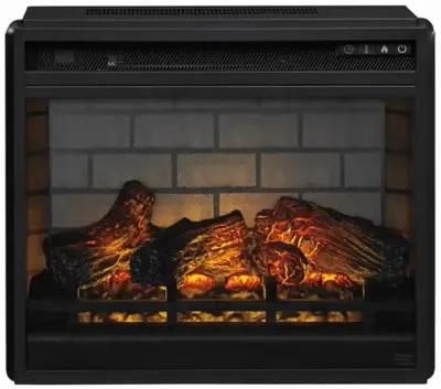 23.75 Inch Metal Fireplace Inset with 7 Level Temperature Setting, Black - Benzara