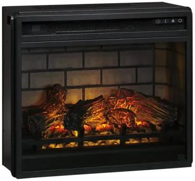 23.75 Inch Metal Fireplace Inset with 7 Level Temperature Setting, Black - Benzara