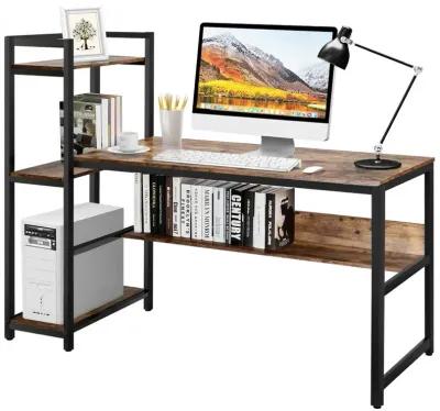 59-Inch Computer Desk Home Office Workstation 4-Tier Storage Shelves