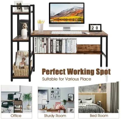 59-Inch Computer Desk Home Office Workstation 4-Tier Storage Shelves