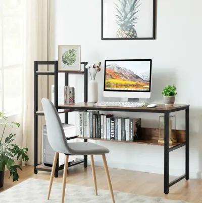 59-Inch Computer Desk Home Office Workstation 4-Tier Storage Shelves