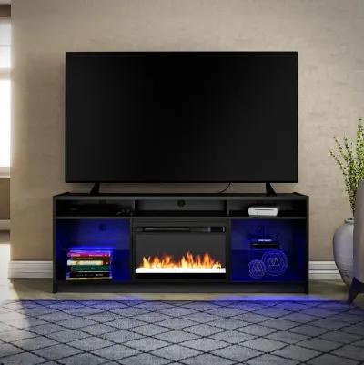 Ameriwood Home Terrene Fireplace Space Heater TV Stand for TVs up to 65"