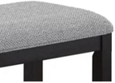 Patricia 48 Inch Counter Height Dining Bench, Black Wood and Gray Fabric - Benzara