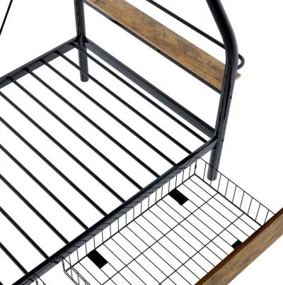 Merax Metal Frame Loft Bed with Clothes Rack