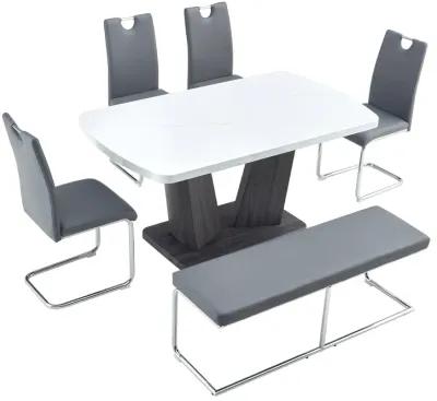 Merax Modern 6 Piece Dining Table Chairs Bench Set