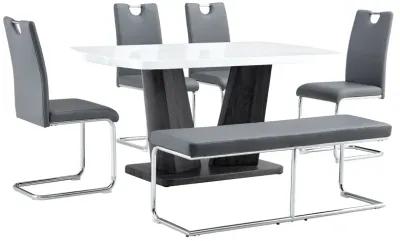 Merax Modern 6 Piece Dining Table Chairs Bench Set