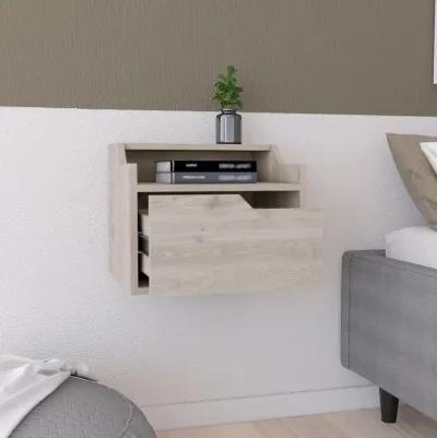 Floating Nightstand, Modern Dual-Tier Design with Spacious Single Drawer Storage