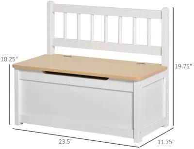 Kids 2-in-1 Wooden Toy Storage Box Seat Bench Storage Chest w/ Pneumatic Rod