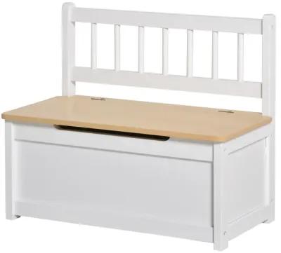 Kids 2-in-1 Wooden Toy Storage Box Seat Bench Storage Chest w/ Pneumatic Rod