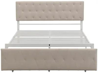 Queen Size Storage Bed Metal Platform Bed With A Big Drawer