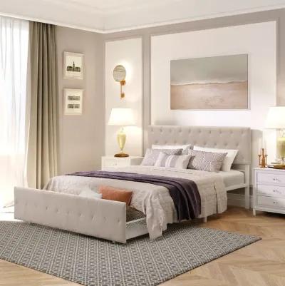 Queen Size Storage Bed Metal Platform Bed With A Big Drawer