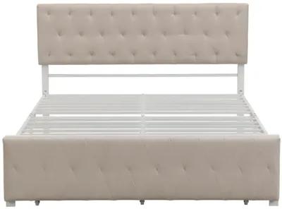 Queen Size Storage Bed Metal Platform Bed With A Big Drawer