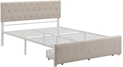 Queen Size Storage Bed Metal Platform Bed With A Big Drawer