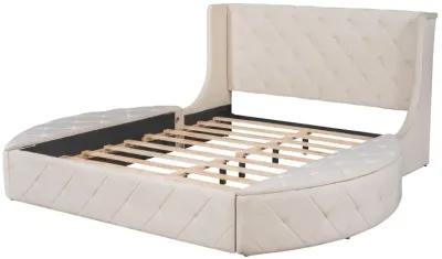 Merax Velvet Upholstered Platform Bed with Storage