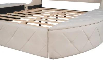 Merax Velvet Upholstered Platform Bed with Storage