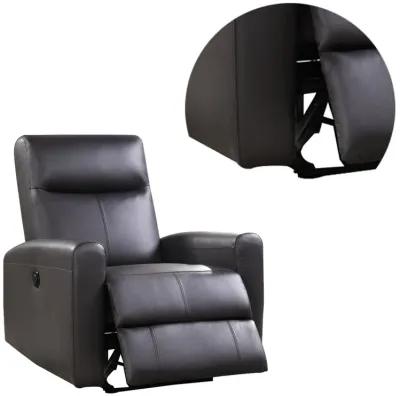 Leatherette Power Recliner with Tufted Back, Brown-Benzara