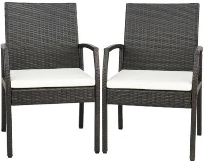 Hivvago 2 Pieces Patio Wicker Dining Armchair Set with Soft Zippered Cushion-Set of 2